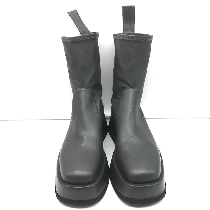 Gia Borghini Gia x RHW Rosie 11 Platform Ankle Boots Gray Leather Size 37 NEW