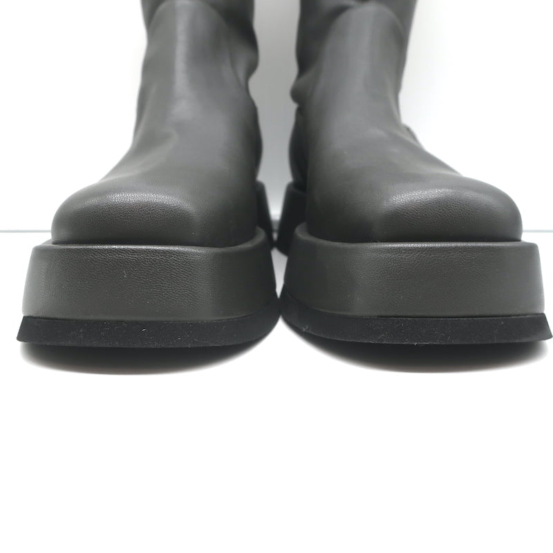 Gia Borghini Gia x RHW Rosie 11 Platform Ankle Boots Gray Leather Size 37 NEW