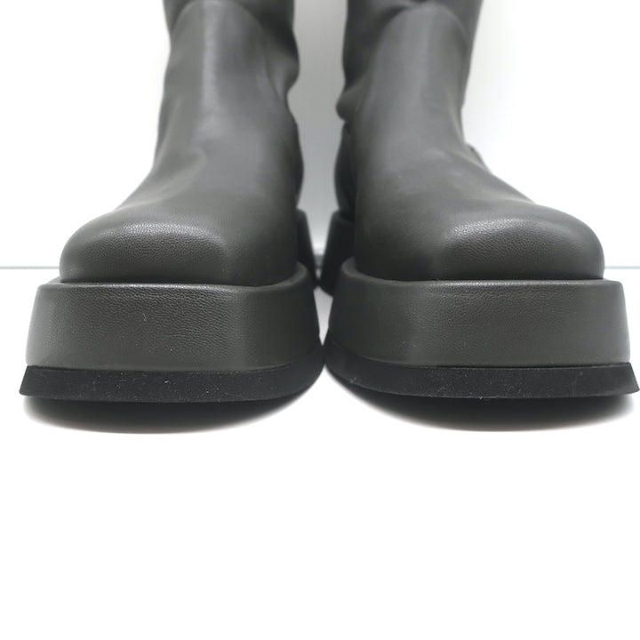 Gia Borghini Gia x RHW Rosie 11 Platform Ankle Boots Gray Leather Size 37 NEW