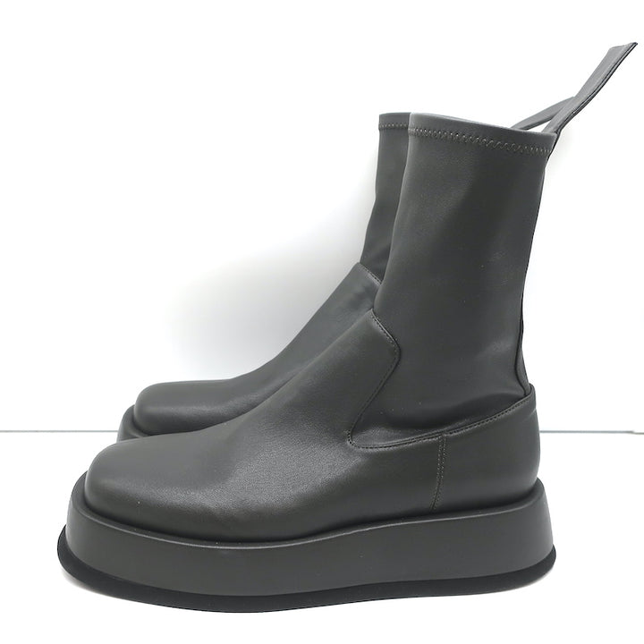 Gia Borghini Gia x RHW Rosie 11 Platform Ankle Boots Gray Leather Size 37 NEW