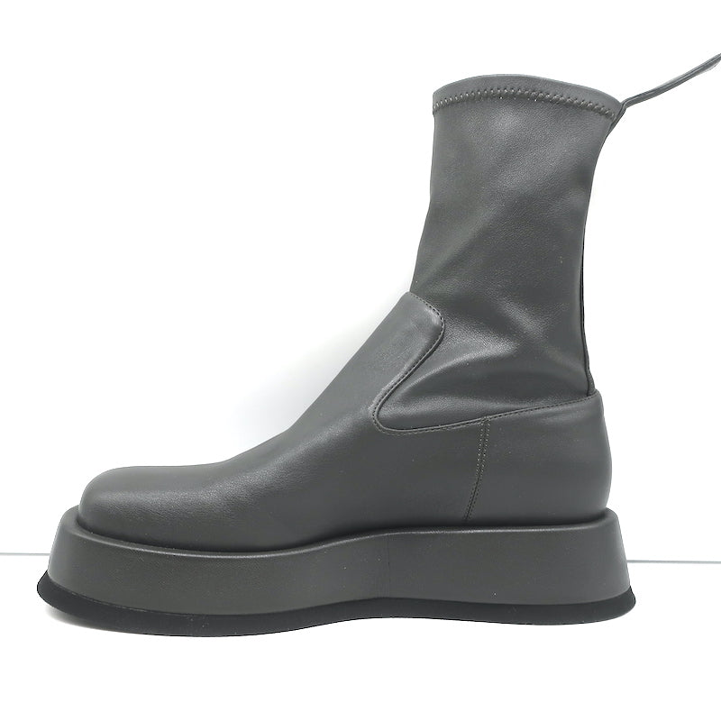 Gia Borghini Gia x RHW Rosie 11 Platform Ankle Boots Gray Leather Size 37 NEW