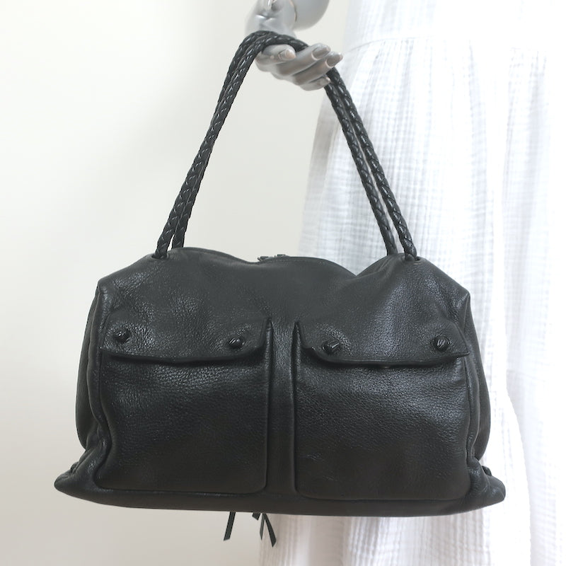 Black leather strap shoulder strap shoulder strap handbag pocket strap
