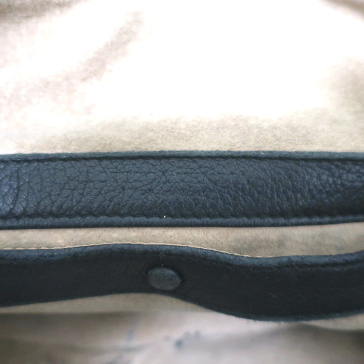Bottega Veneta Front Pocket Satchel Black Leather Braided Strap Shoulder Bag