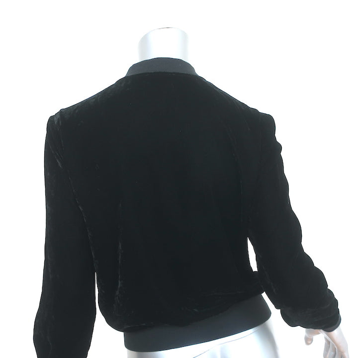 Ella Moss Velvet Bomber Jacket Black Size Extra Small