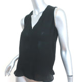 A.L.C. Draped-Back Tank Top Black Silk Size Extra Small V-Neck Sleeveless Blouse