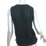 A.L.C. Draped-Back Tank Top Black Silk Size Extra Small V-Neck Sleeveless Blouse