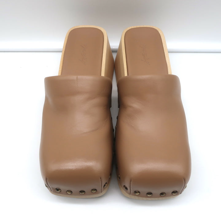 Marsell Bottone Clogs Hazelnut Leather Size 37 Platform Mules