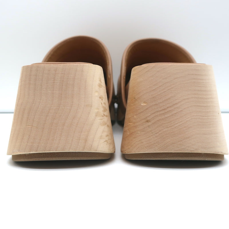 Marsell Bottone Clogs Hazelnut Leather Size 37 Platform Mules