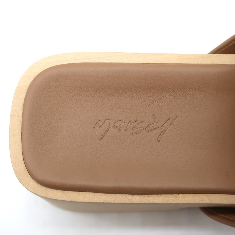 Marsell Bottone Clogs Hazelnut Leather Size 37 Platform Mules
