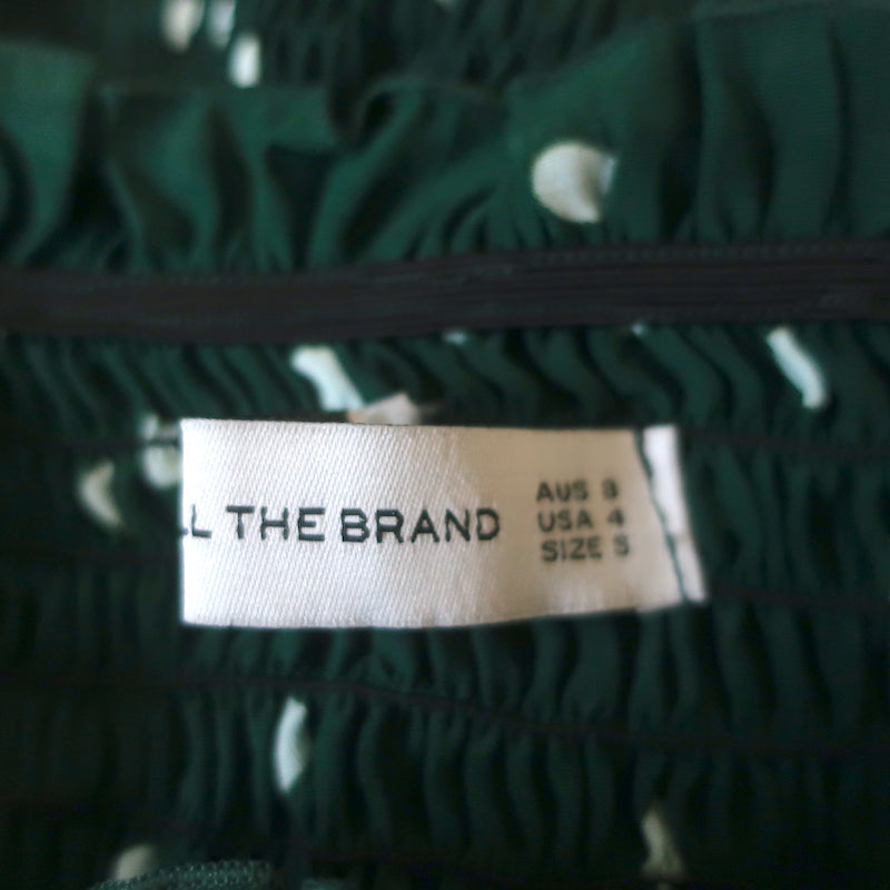 Faithfull the Brand Del Mar Smocked Mini Dress Green Polka Dot Crepe S Celebrity Owned Faithfull the Brand Del Mar Smocked Mini Dress Green Polka Dot Crepe S Celebrity Owned