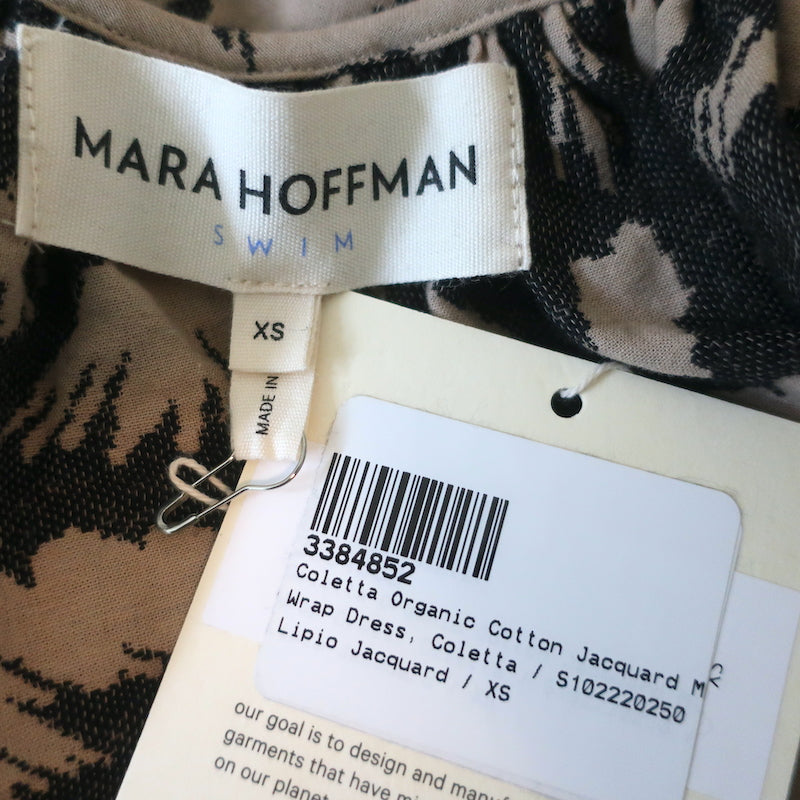 Mara Hoffman Coletta Wrap Dress Brown Cotton Jacquard Size Extra Small NEW