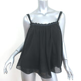 Giada Forte Tank Top Black Gathered Cotton-Silk Voile Size 0