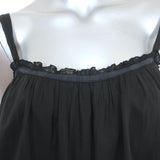 Giada Forte Tank Top Black Gathered Cotton-Silk Voile Size 0