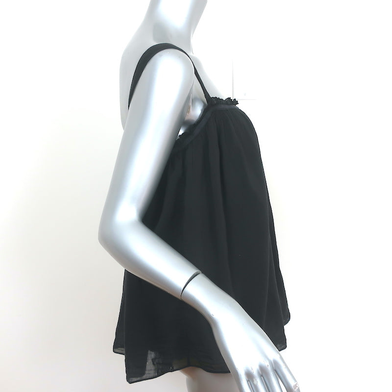 Giada Forte Tank Top Black Gathered Cotton-Silk Voile Size 0