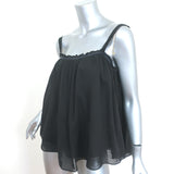 Giada Forte Tank Top Black Gathered Cotton-Silk Voile Size 0