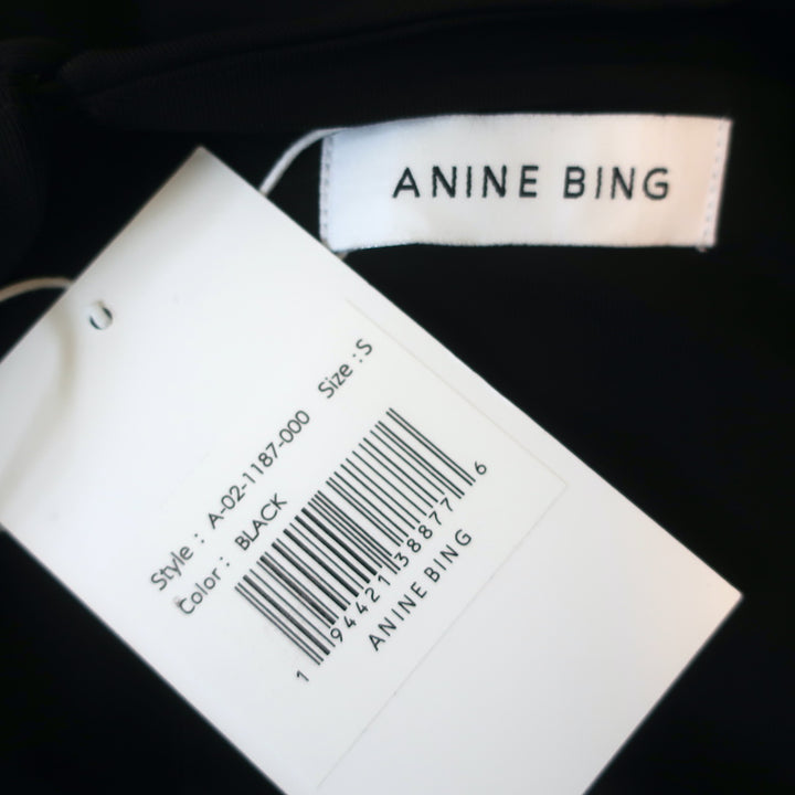 ANINE BING Long Sleeve Mini Dress Whitney Black Stretch Jersey Size Small NEW