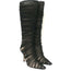 Jimmy Choo Ruched Tulle Knee High Boots Black Size 38 Pointed Toe Heel