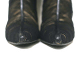 Jimmy Choo Ruched Tulle Knee High Boots Black Size 38 Pointed Toe Heel