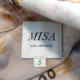 MISA Collared Sleeveless Maxi Dress Light Pink Paisley Print Chiffon Size Small