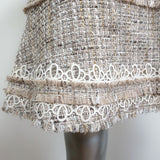 Elie Tahari Fringed Tweed Dress Loraine Beige Cotton-Blend Size US 6