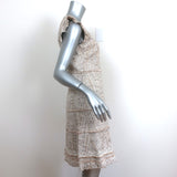 Elie Tahari Fringed Tweed Dress Loraine Beige Cotton-Blend Size US 6
