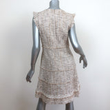 Elie Tahari Fringed Tweed Dress Loraine Beige Cotton-Blend Size US 6