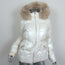 Juicy Couture Faux Fur Trim Hooded Down Puffer Jacket Cream Size Medium