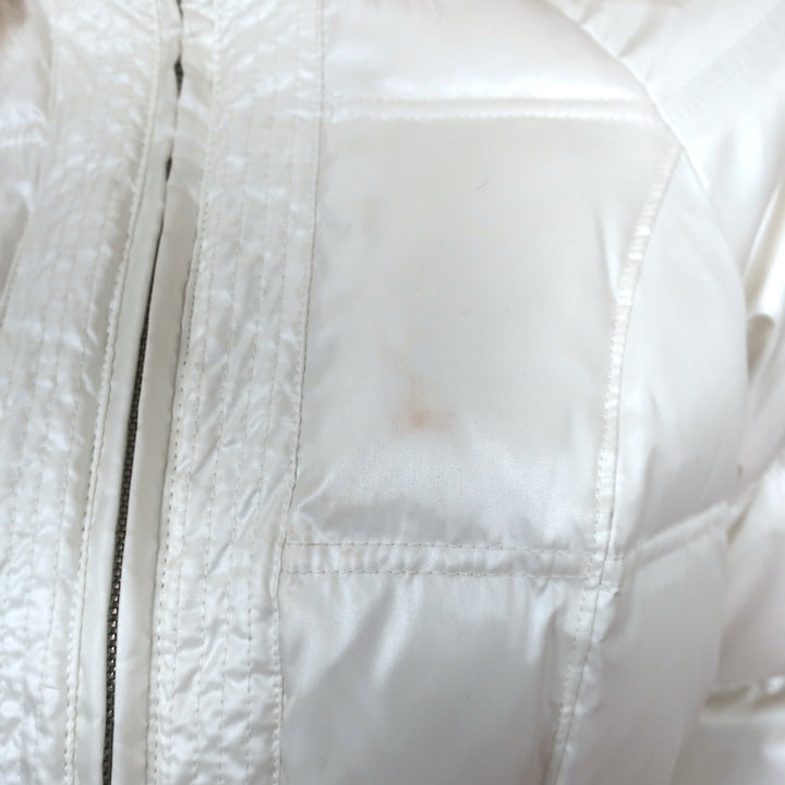 Juicy Couture Faux Fur Trim Hooded Down Puffer Jacket Cream Size Medium