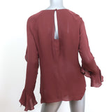 Veronica Beard Ruffle Blouse Mia Red Silk Size 4 Long Sleeve Top