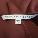Veronica Beard Ruffle Blouse Mia Red Silk Size 4 Long Sleeve Top