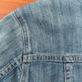 Current/Elliott Angled Trucker Jacket Blue Denim Size 0 Raw Hem Jean Jacket