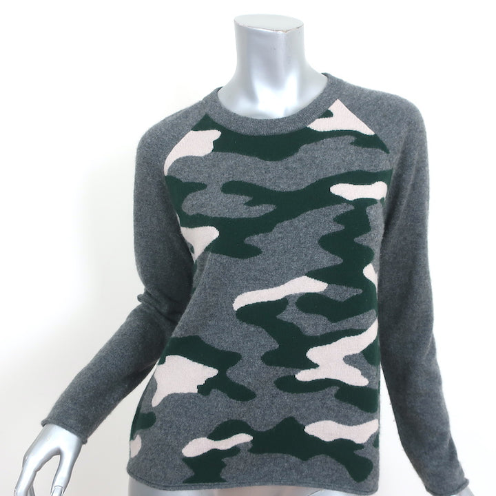 Velvet by Graham &amp; Spencer Cashmere Camouflage Sweater Gray Size Medium