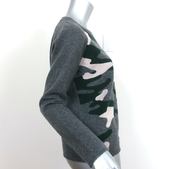 Velvet by Graham &amp; Spencer Cashmere Camouflage Sweater Gray Size Medium