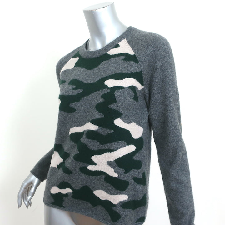 Velvet by Graham &amp; Spencer Cashmere Camouflage Sweater Gray Size Medium