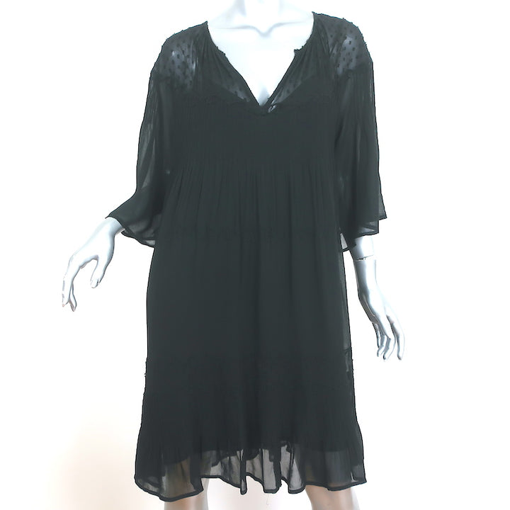 Velvet by Graham &amp; Spencer Dress Cherish Laos Black Pintuck Chiffon Size Medium