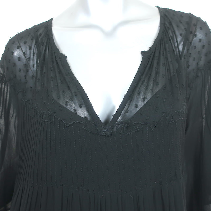 Velvet by Graham &amp; Spencer Dress Cherish Laos Black Pintuck Chiffon Size Medium
