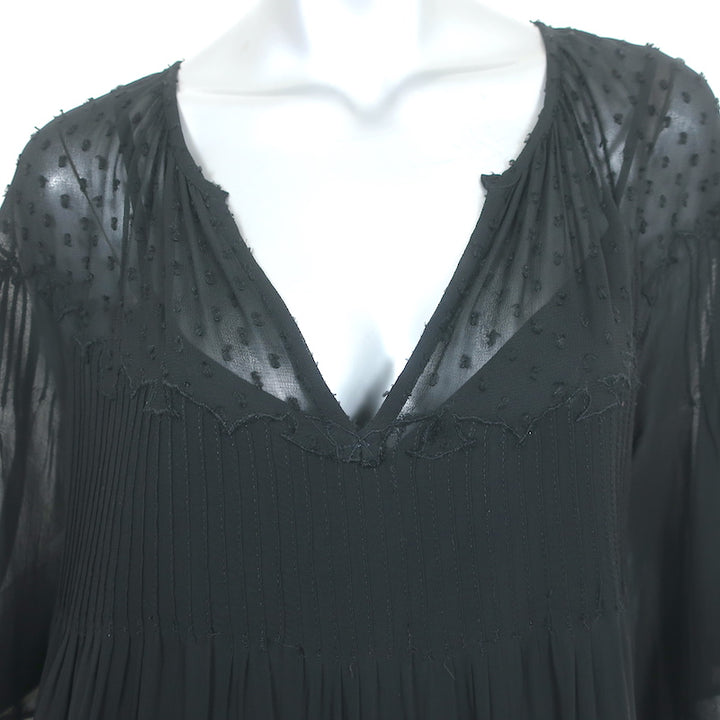 Velvet by Graham &amp; Spencer Dress Cherish Laos Black Pintuck Chiffon Size Medium