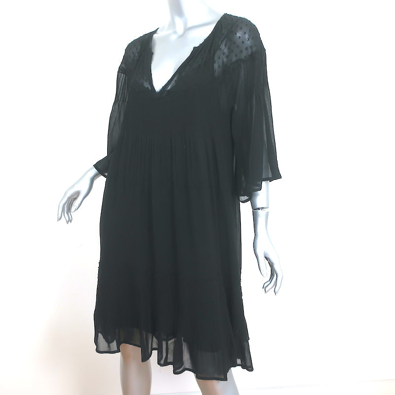Velvet by Graham &amp; Spencer Dress Cherish Laos Black Pintuck Chiffon Size Medium