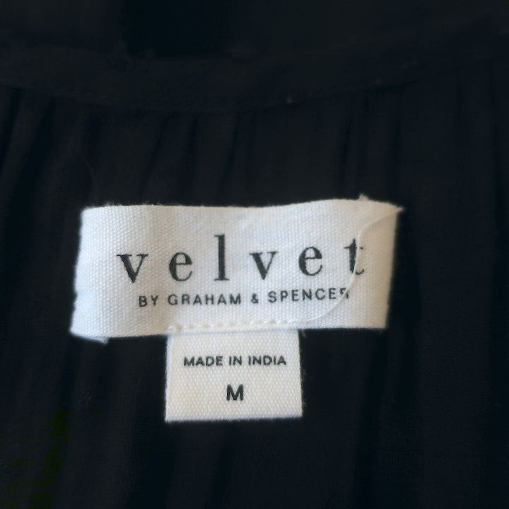 Velvet by Graham &amp; Spencer Dress Cherish Laos Black Pintuck Chiffon Size Medium