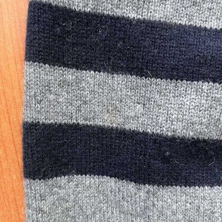 Vince Shoulder-Button Cashmere Sweater Gray/Navy Stripe Size Extra Small