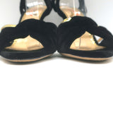 Charlotte Olympia Broadway Knotted Velvet Sandals Black Size 37.5 Open Toe Heels