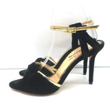 Charlotte Olympia Broadway Knotted Velvet Sandals Black Size 37.5 Open Toe Heels