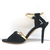 Charlotte Olympia Broadway Knotted Velvet Sandals Black Size 37.5 Open Toe Heels