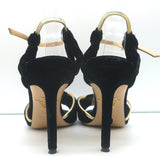 Charlotte Olympia Broadway Knotted Velvet Sandals Black Size 37.5 Open Toe Heels