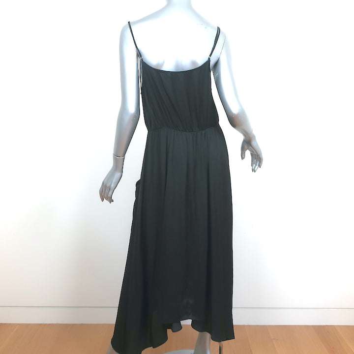 Ulla Johnson Spaghetti Strap Midi Dress Black Satin Size 8