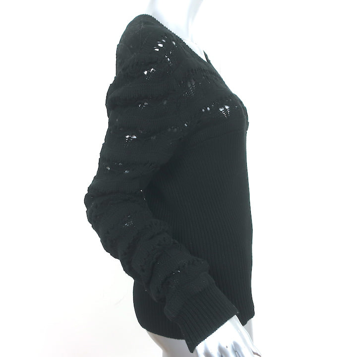 Valentino Sangallo Open Knit Sweater Black Cotton Size Extra Large NEW
