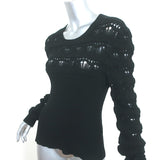 Valentino Sangallo Open Knit Sweater Black Cotton Size Extra Large NEW