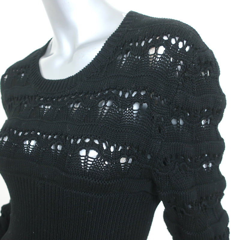 Valentino Sangallo Open Knit Sweater Black Cotton Size Extra Large NEW