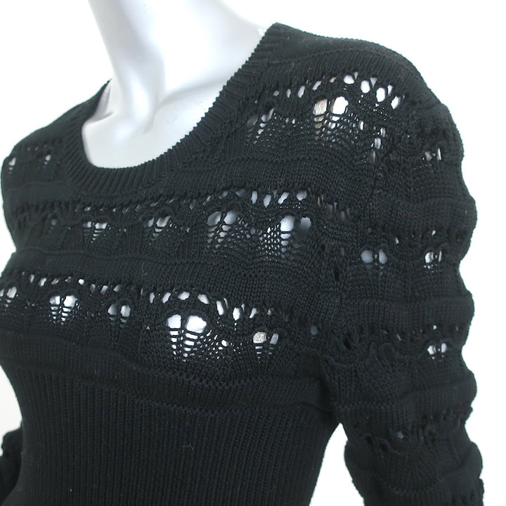 Valentino Sangallo Open Knit Sweater Black Cotton Size Extra Large NEW