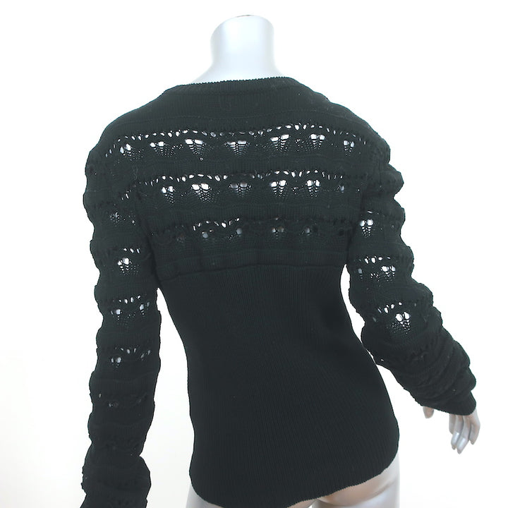 Valentino Sangallo Open Knit Sweater Black Cotton Size Extra Large NEW